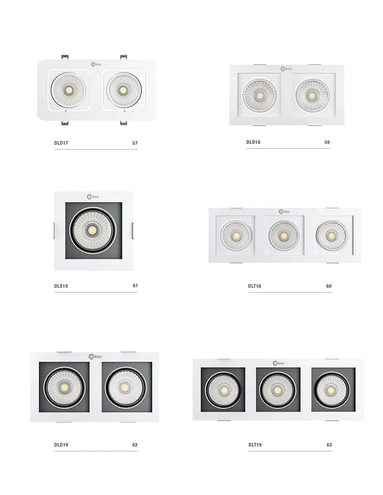Một số mẫu đèn LED âm trần tiêu biểu của Galaxy Lighting Solutions.